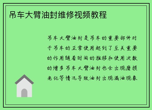 吊车大臂油封维修视频教程