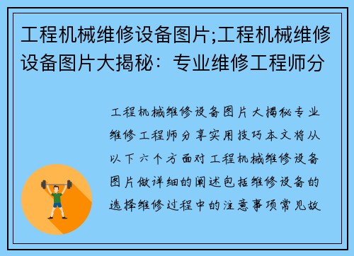 工程机械维修设备图片;工程机械维修设备图片大揭秘：专业维修工程师分享实用技巧